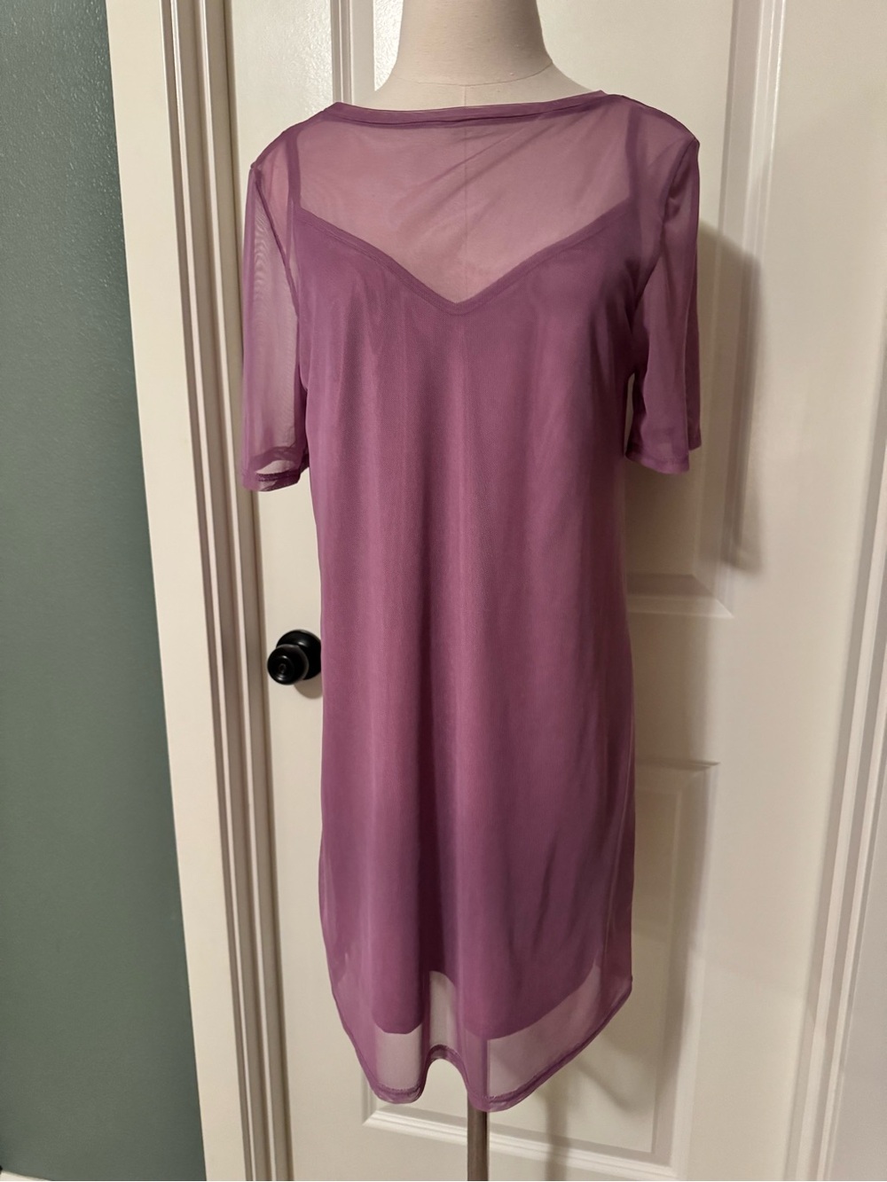 The Vintage Shop Mauve Sheer Midi Dress